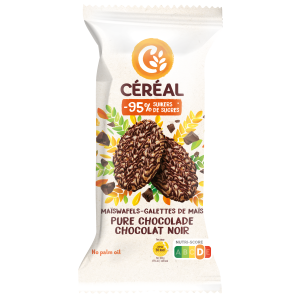 Maïswafels met pure chocolade